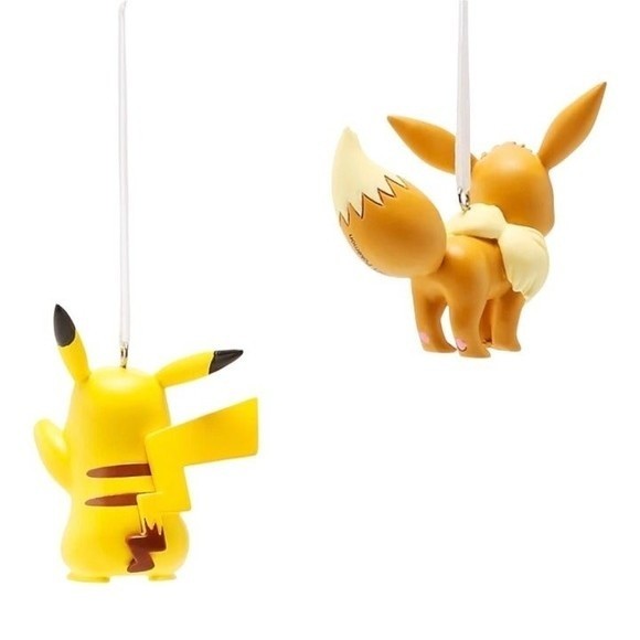 Hallmark Pokemon Pikachu and Eevee Christmas Tree Ornaments Set of 2 NEW IN BOX - Picture 3 of 4